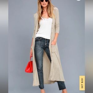 Graceful Ways Light Beige Long Cardigan Sweater